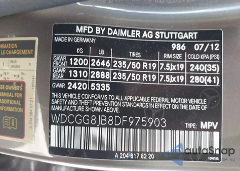 2013 Mercedes-Benz Glk 350 4Matic из США, поврежденный, VIN WDCGG8JB8DF975903